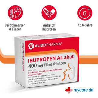 Infografik Ibuprofen AL akut 400 mg Filmtabletten Vorteile