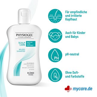 Infografik Physiogel Scalp Care Mildes Shampoo Eigenschaften