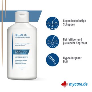 Infografik Ducray Kelual DS Anti-Schuppen-Shampoo Eigenschaften