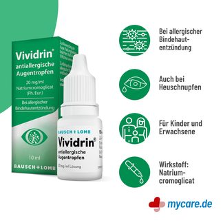 Infografik Vividrin antiallergische Augentropfen Eigenschaften