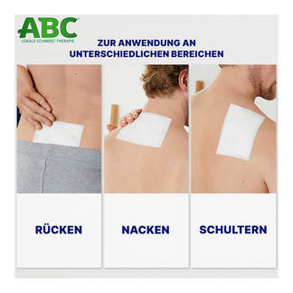 Grafik Hansaplast Med ABC Wärme-Pflaster Sensitiv Anwenungsbereiche Rücken, Nacken, Schulter