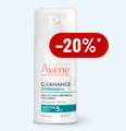 Avene Cleanance Pflege gegen unreine Haut mit 20 % Rabatt, kleine Flasche auf hellem Hintergrund Avene Cleanance Pflege gegen unreine Haut mit 20 % Rabatt, kleine Flasche auf hellem Hintergrund