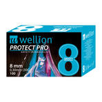 Wellion Protect Pro Sicherheitspennadeln 8 mm 30G 100 St