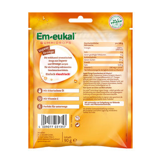 Em-eukal Gummidrops Ingwer-Orange zuckerhaltig Rückseite
