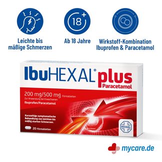 Infografik IbuHEXAL plus Paracetamol Filmtablette Vorteile
