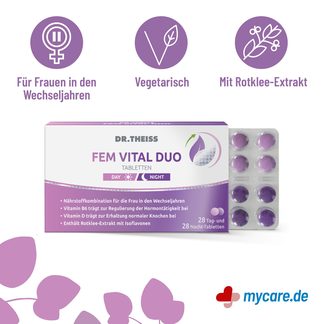 Infografik Dr. Theiss FEM VITAL DUO Tabletten Eigenschaften