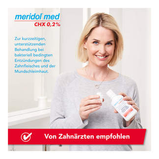 Meridol med CHX 0,2% Spülung unterstützende Wirkung