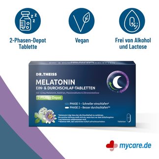 Infografik Dr. Theiss Melatonin Ein- & Durchschlaf-Tabletten Vorteile