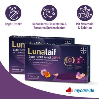 Infografik Spar-Set: Lunalaif Guter Schlaf Kombi DEPOT-Tabletten Eigenschaften