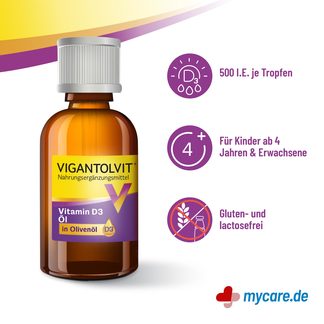 Infografik Vigantolvit 500 I.E. Vitamin D3 Öl Eigenschaften