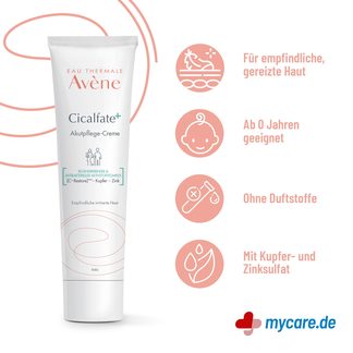 Infografik Avene Cicalfate+ Akutpflege-Creme Eigenschaften
