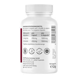 L-Arginin + L-Citrullin Kapseln 500 mg rechts gedreht