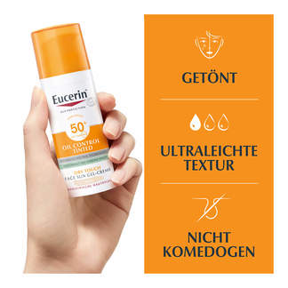 Grafik Eucerin Sun Oil Control Getönte Face Gel-Creme LSF 50+ Hell Merkmale