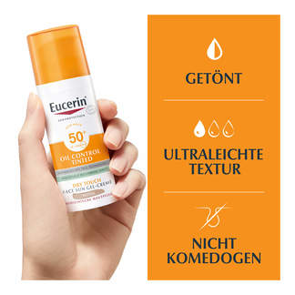 Grafik Eucerin Sun Oil Control Getönte Face Gel-Creme LSF50+ Mittel Merkmale
