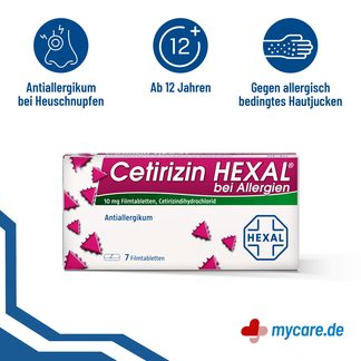 Infografik Cetirizin HEXAL bei Allergien 10 mg Filmtabletten Eigenschaften