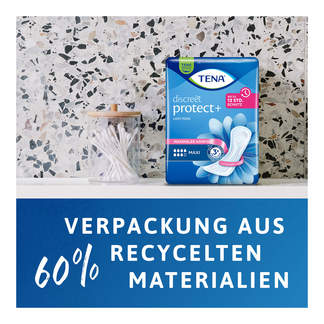 Grafik Tena Discreet Protect+ Maxi Inkontinenz Einlage Verpackungshinweise
