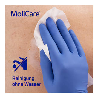 Grafik MoliCare Skin Feuchtpflegetücher Anwendung