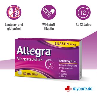 Infografik Allegra Allergietabletten 20 mg Eigenschaften