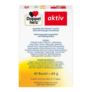 Doppelherz aktiv Vitamin C 500 + Zink + D3 Depot DIRECT Packungsseite