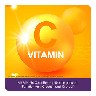 Grafik FlexiLoges Knorpel aktiv Kapseln Vitamin C als Beitrag für eine gesunde Funktion von Knochen und Knorpel