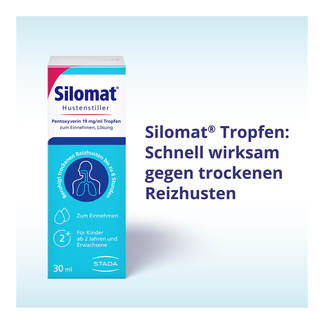 Grafik Silomat Hustenstiller Pentoxyverin 19 mg/ml Tropfen Schnell wirksam gegen trockenen Reizhusten