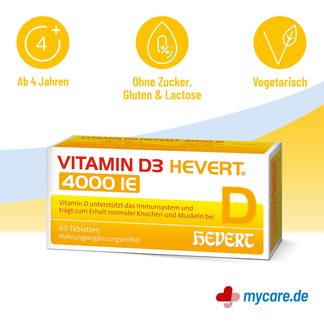 Infografik Vitamin D3 Hevert 4.000 I.E. Tabletten Eigenschaften