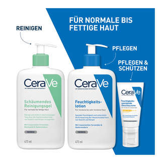 Grafik CeraVe Schäumendes Reinigungsgel für Gesicht und Körper ergänzenden Pflegeprodukte