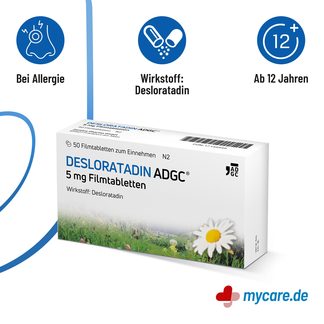Infografik Desloratadin-ADGC 5 mg Filmtabletten Eigenschaften