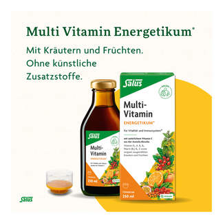 Grafik Multi-Vitamin Energetikum Mit Kräutern und Früchten. Ohne künstliche Zusatzstoffe.