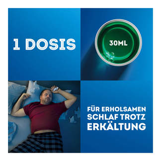 Grafik Wick MediNait mit Anisgeschmack 1 Dosis für erholsamen Schlaf trotz Erkältung