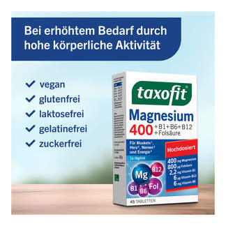 Grafik Taxofit Magnesium 400+ Tabletten Merkmale