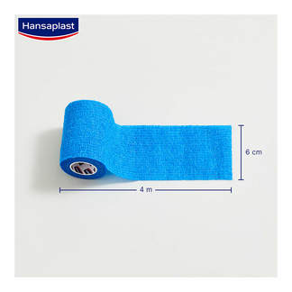 Grafik Hansaplast Selbsthaftende Fixierbinde 4 m x 6 cm blau Maße