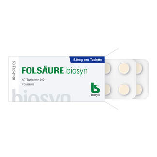Folsäure biosyn Tabletten Verpackung und Blister