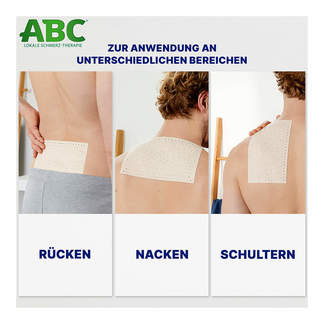 Grafik Hansaplast med ABC Wärme-Pflaster Capsicum Anwendungsbereiche Rücken, Nacken, Schultern