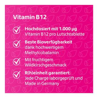 Grafik Vitamin B12 vegane Lutschtabletten Produktmerkmale