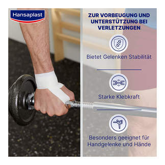 Grafik Hansaplast Robustes Sporttape weiß 2,5cm x 10m Zur Vorbeugung und Unterstützung bei Verletzungen