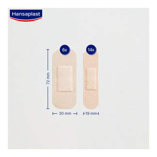 Grafik Hansaplast Sensitive Pflasterstrips hautton light Produktmaße