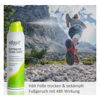 Grafik Efasit Extreme Fuß Deo Spray Hält Füße trocken & bekämpft Fußgeruch mit 48h Wirkung