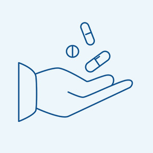 Icon offene Hand mit Kapseln Icon offene Hand mit Kapseln