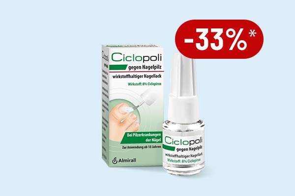 Sparen Sie 33%* auf Ciclopoli gegen Nagelpilz!