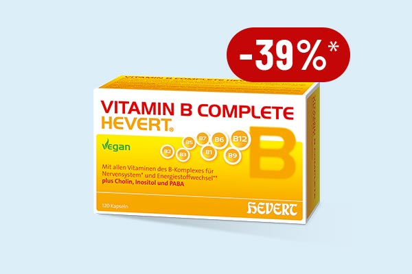 Sparen Sie 39%* auf die Vitamin B Complete Kapseln von Hevert!