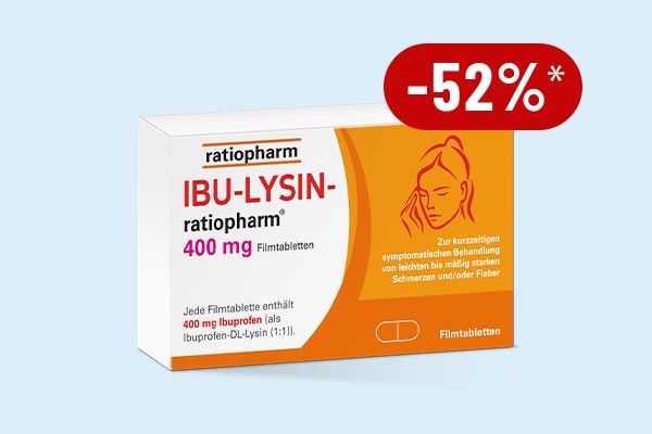 Sparen Sie 52%* auf die IBU-LYSIN-ratiopharm 400 mg Filmtabletten!