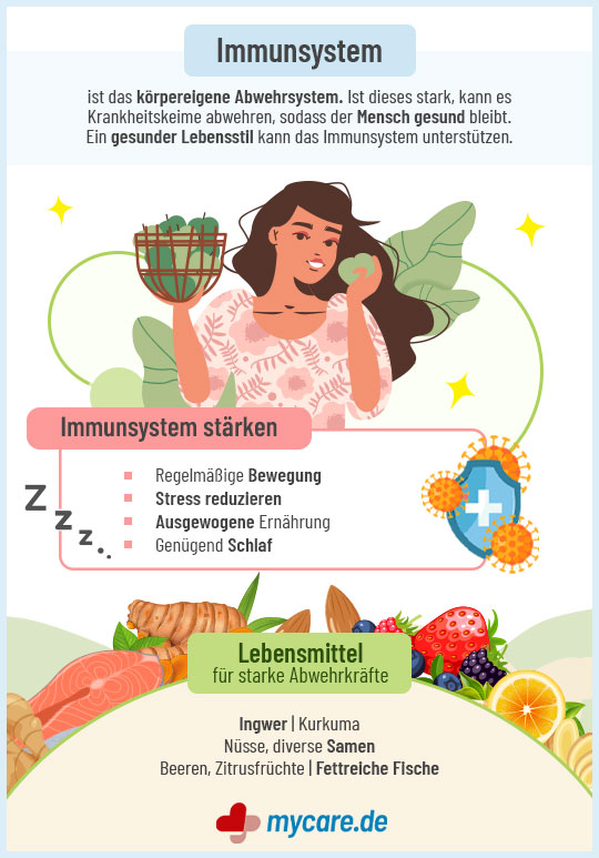 Infografik Immunsystem: Stärkung & immunsystemunterstützende Lebensmittel