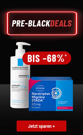 Aktionsbanner: Zwei Produkte und Textzug Pre-Blackdeals sowie eine Button
