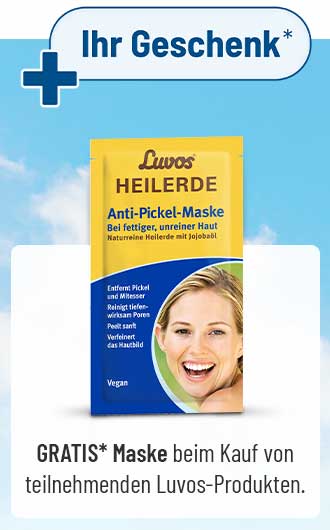 Luvos Heilerde Anti-Pickel-Maske als Gratisgeschenk beim Kauf teilnehmender Luvos-Produkte.