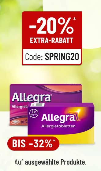 Allegra Allergietabletten mit bis zu 32 % Rabatt und 20 % Extra-Rabatt, Code SPRING20
