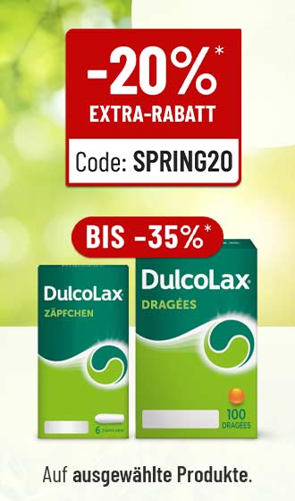 Dulcolax Zäpfchen und Dragees mit bis zu 35 % Rabatt und 20 % Extra-Rabatt, Code SPRING20
