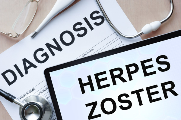 Schild mit Aufschrift Diagnose Herpes Zoster