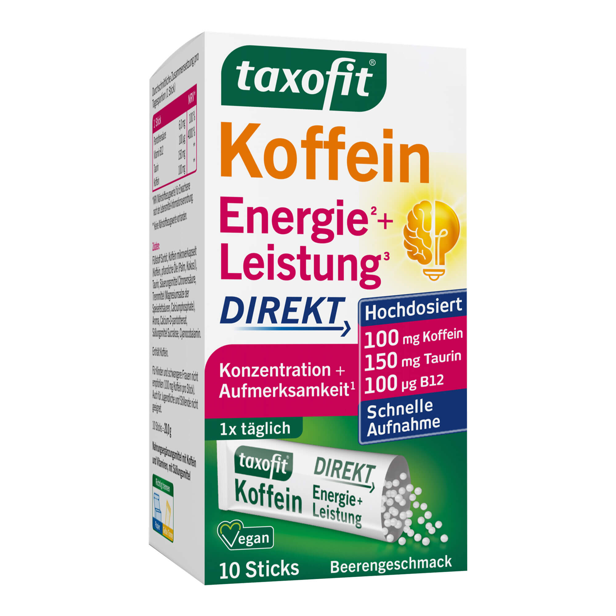 Taxofit Koffein + B12 Energie Direktgranulat Granulat