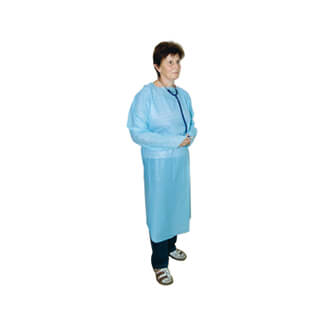Schürze Einmal PE Blau 120 cm Unsteril mit Ärmel